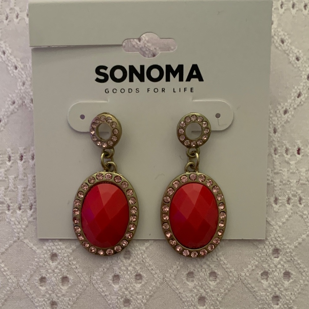 Sonoma Fuchsia and Gold Oval Earrings